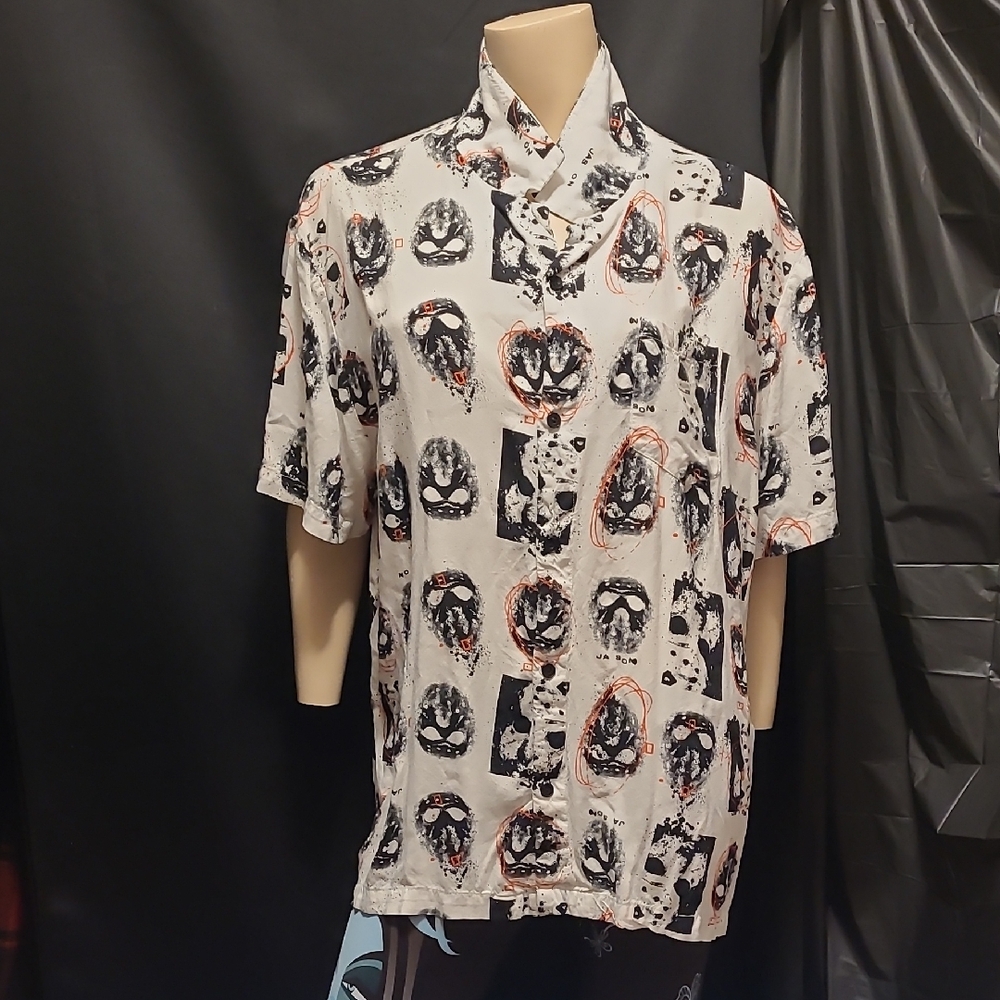 Friday the 13th Mens Button Up Shirt L Short Sleeve Shirt Jason All Over Print